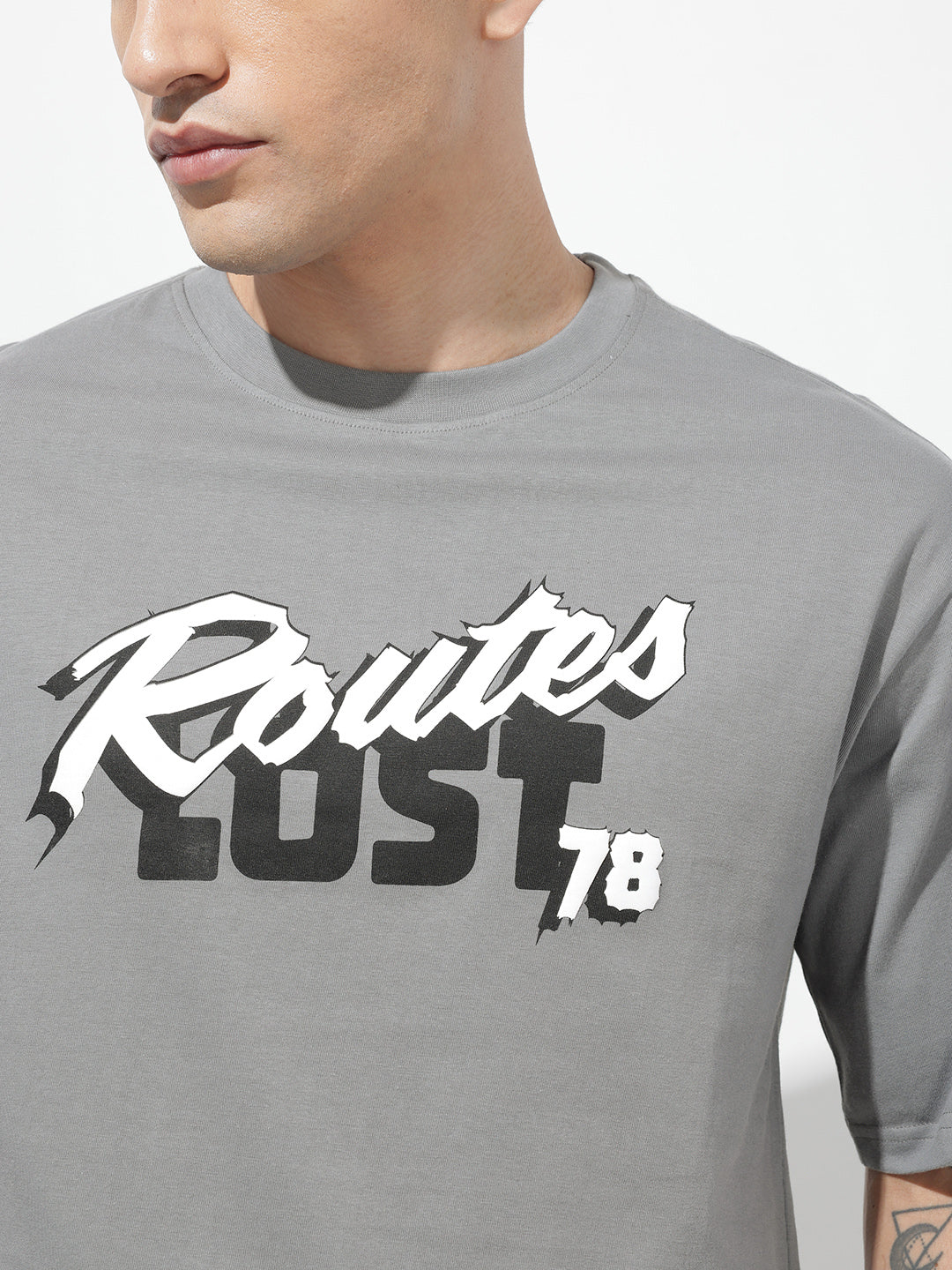 Typography Printed Pure Cotton Relaxed-Fit T-Shirt