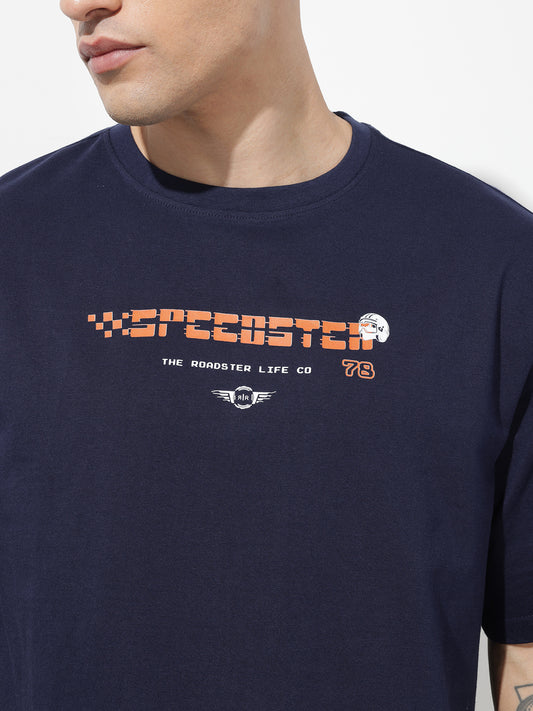 Typography Printed Pure Cotton Relaxed Fit T-Shirt