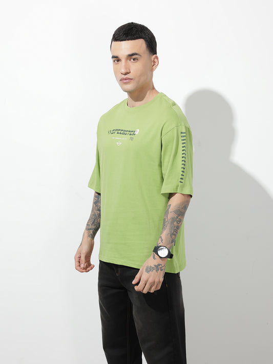 Typography Printed Relaxed-Fit Pure Cotton T-Shirt