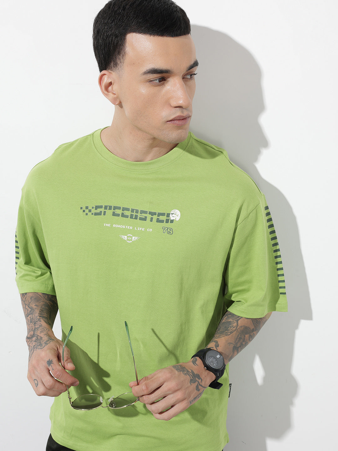 Typography Printed Relaxed-Fit Pure Cotton T-Shirt