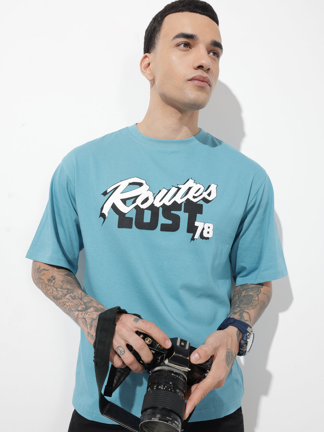 Graphic Printed Relaxed-Fit Round Neck T-Shirt