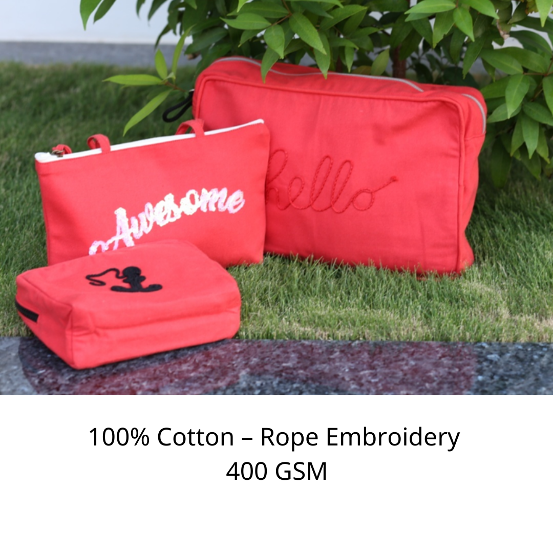 100% COTTON  ROPE EMBROIDERY 400 GSM