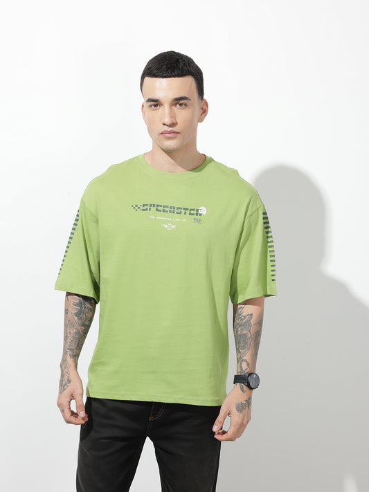 Typography Printed Relaxed-Fit Pure Cotton T-Shirt