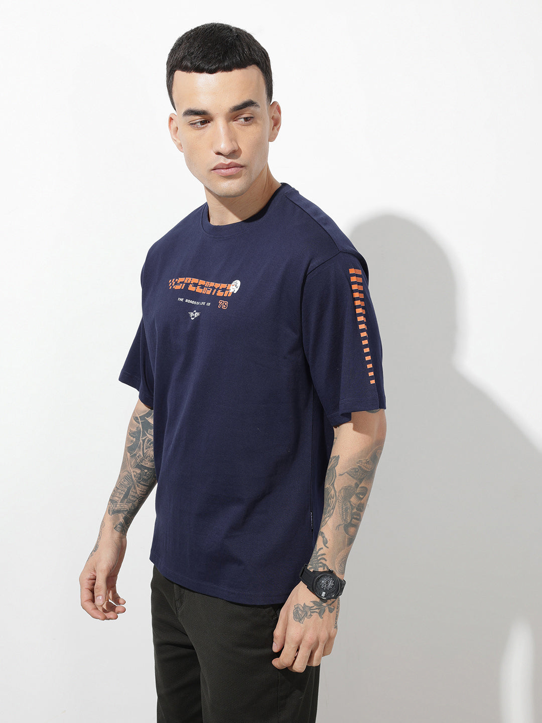 Typography Printed Pure Cotton Relaxed Fit T-Shirt