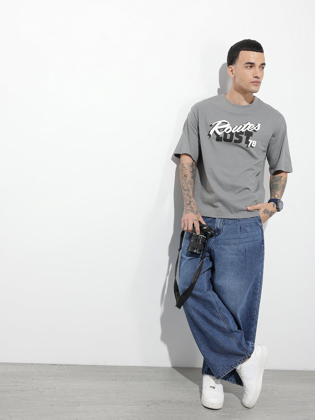 Typography Printed Pure Cotton Relaxed-Fit T-Shirt