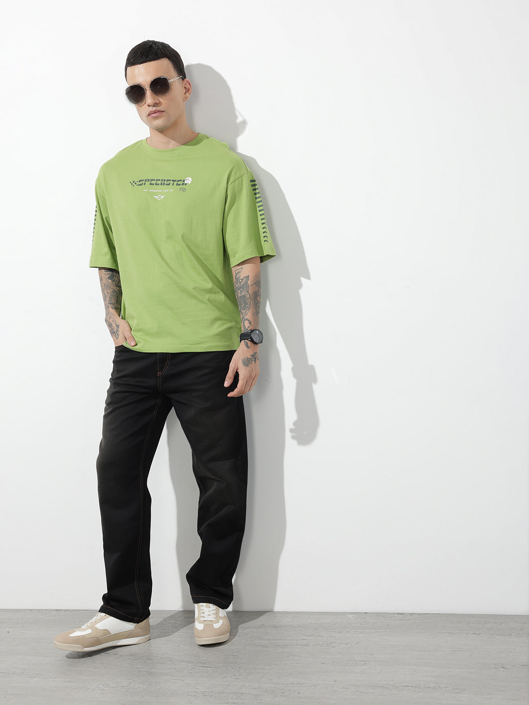 Typography Printed Relaxed-Fit Pure Cotton T-Shirt